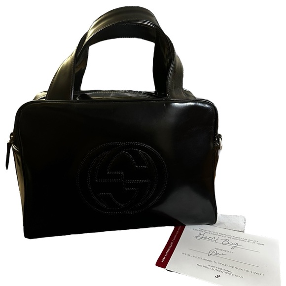 Gucci x Tom Ford Black Lacquered Leather bag PM authenticated. - Picture 3 of 13